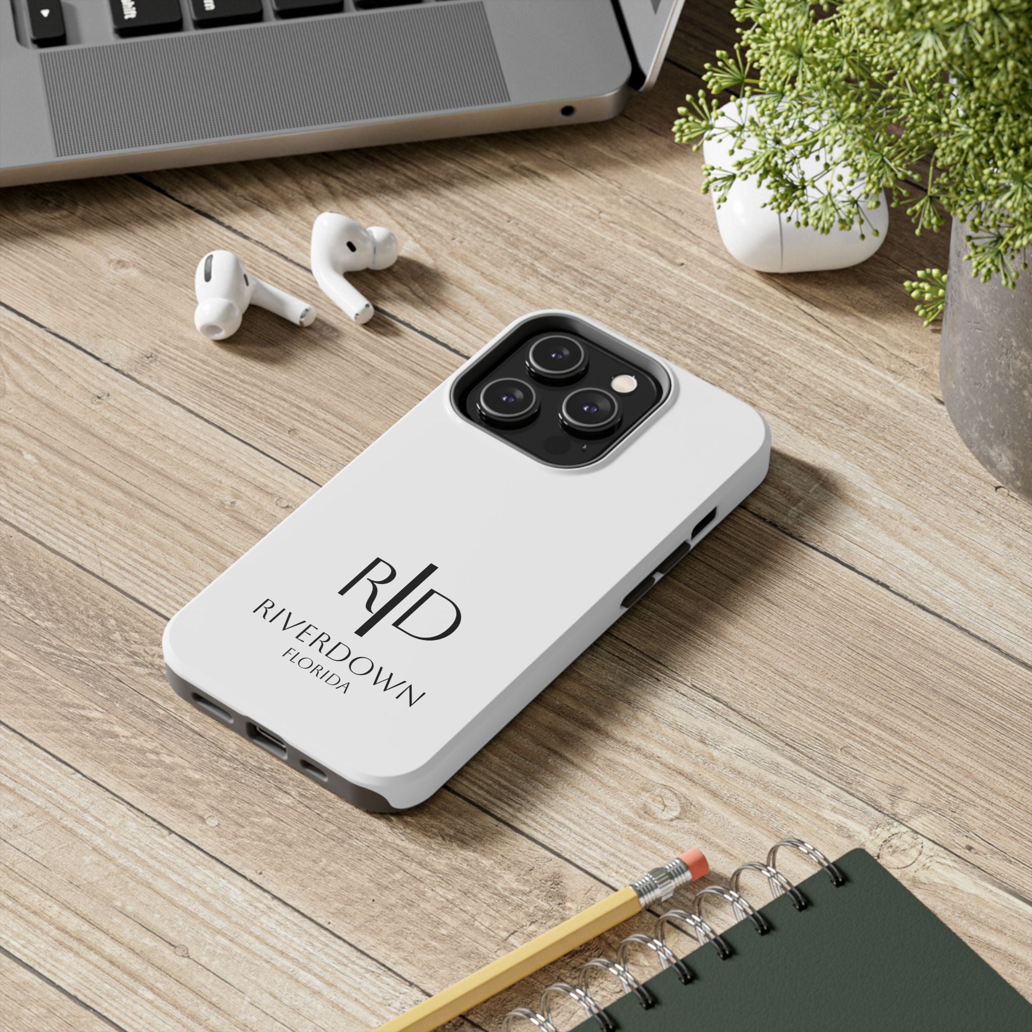 924 - Phone Case White Cap — Durable Protective Phone Cover with Monogram Logo