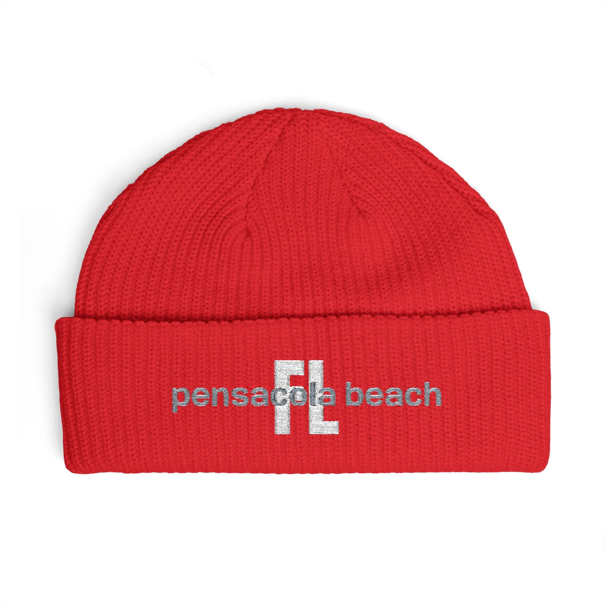 935 - Pensacola Beach Cuff Beanie Embroidered Streetwear Knit Cap