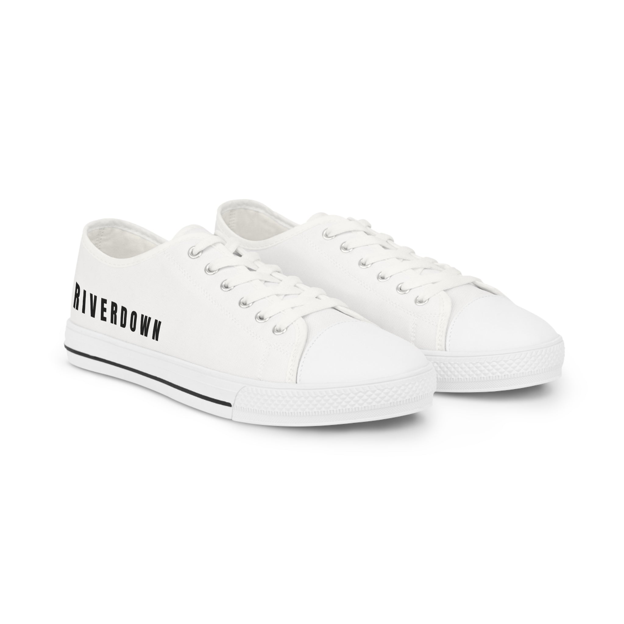 81 - Men's White Cap Low-Top Sneakers — Casual Canvas Trainers