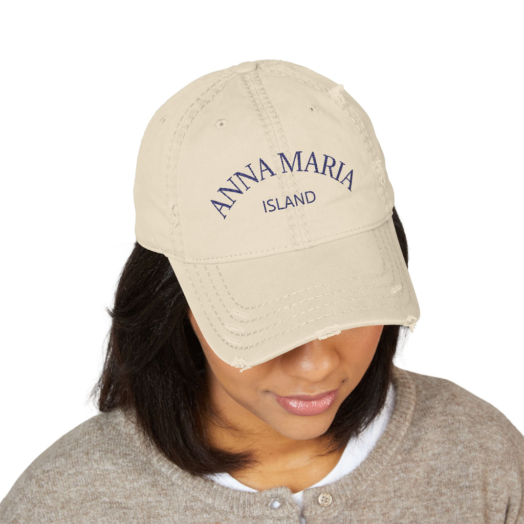 92 - Anna Maria Island Embroidered Distressed Dad Hat - Embroidered Vintage Beach Cap