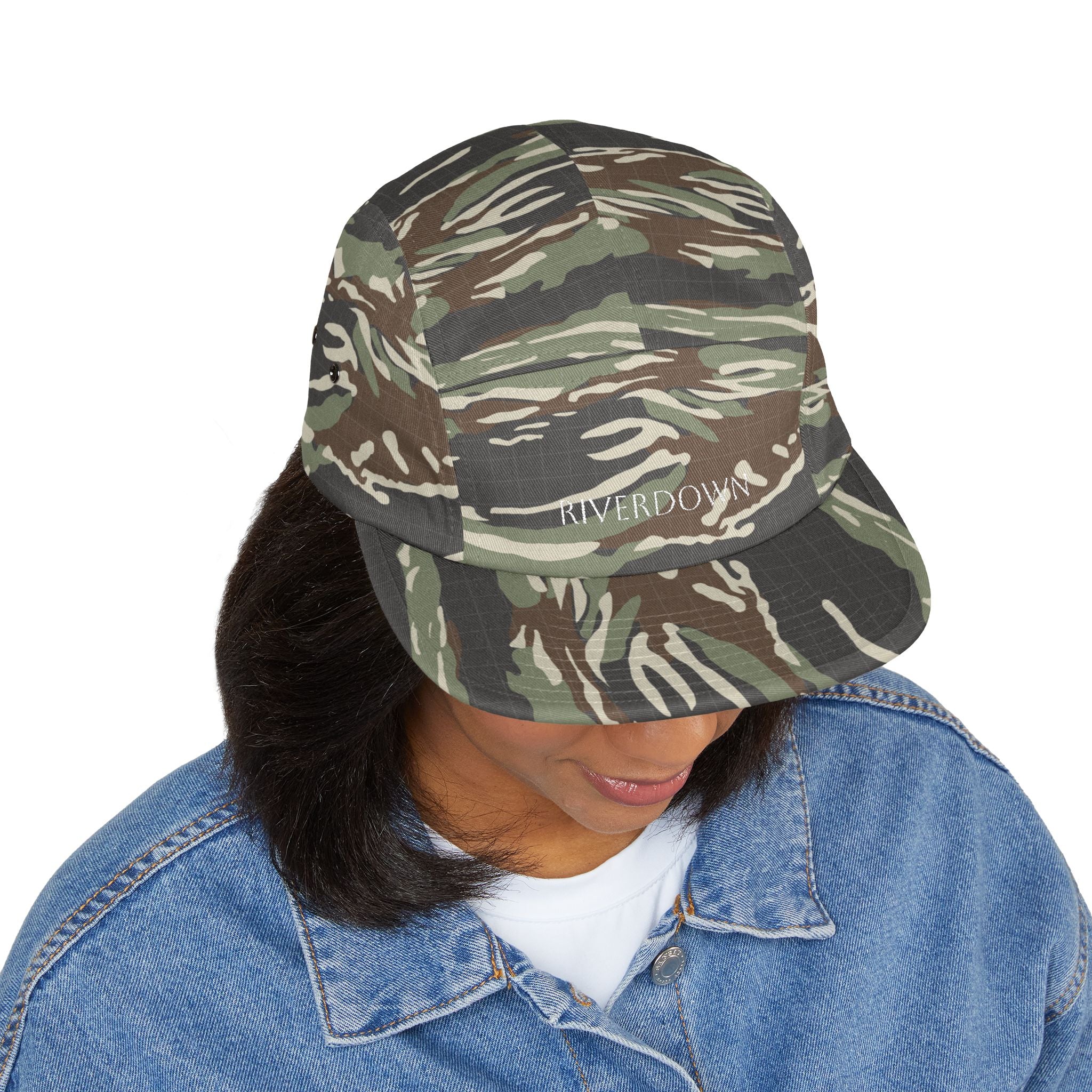 92 - Riverdown Embroidered 5-Panel Cap — Minimal Logo Hat for Everyday Wear