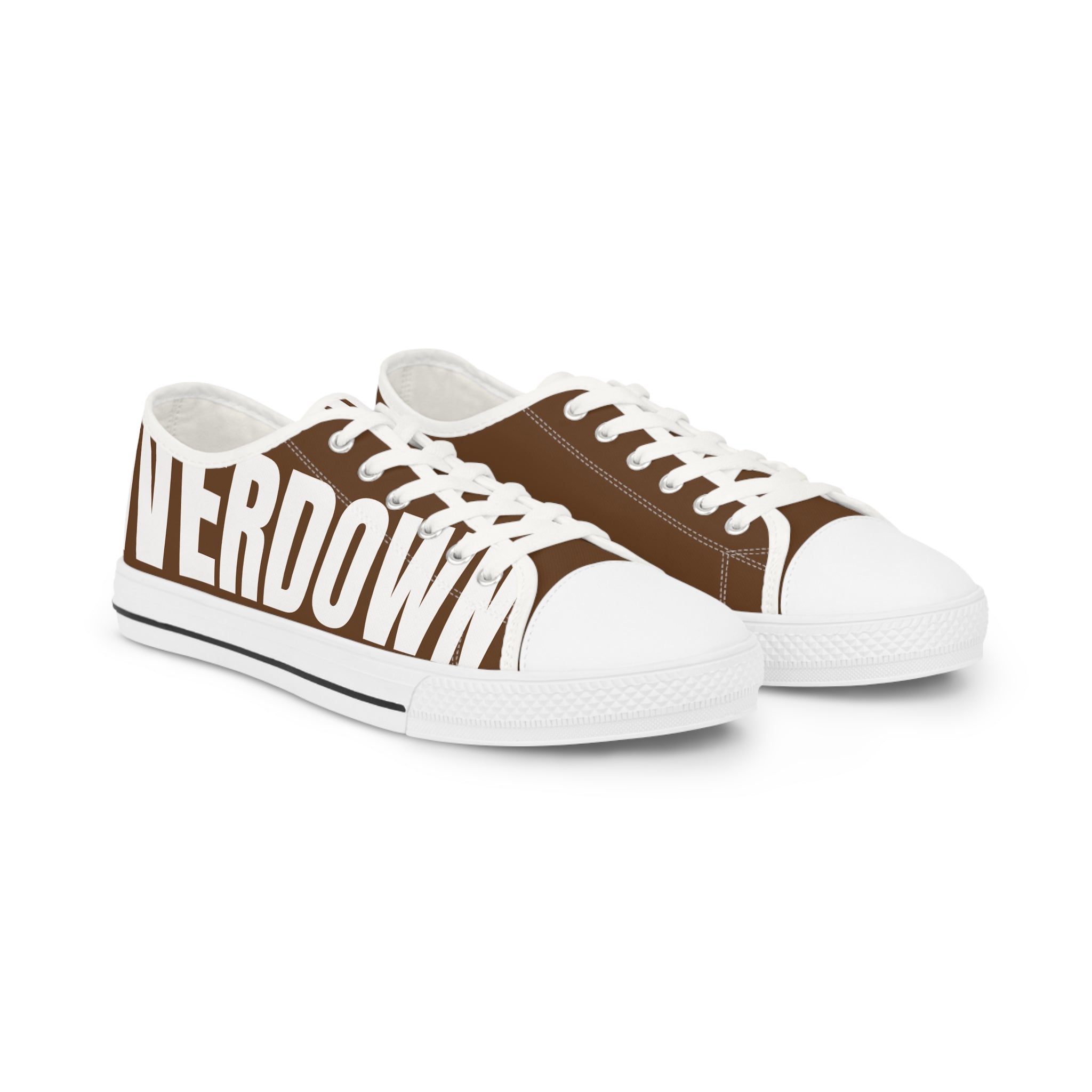 81 - Men's Brown Low Top Sneakers — Black & White Graphic Canvas
