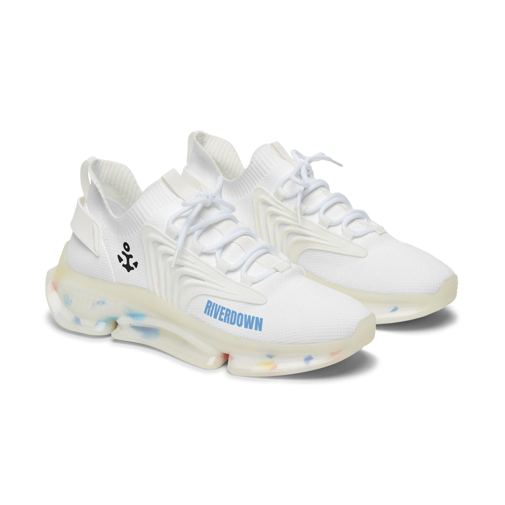 81 - Women’s White Mesh Sneakers – Lightweight Breathable Athletic Shoes with Color-Accent Sole