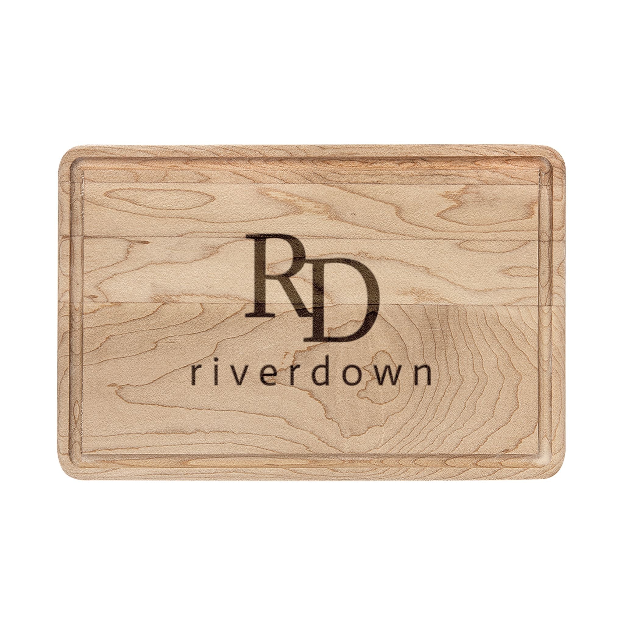 928 - Engraved Maple or Walnut Cutting Board — 'RD Riverdown' Personalized Logo