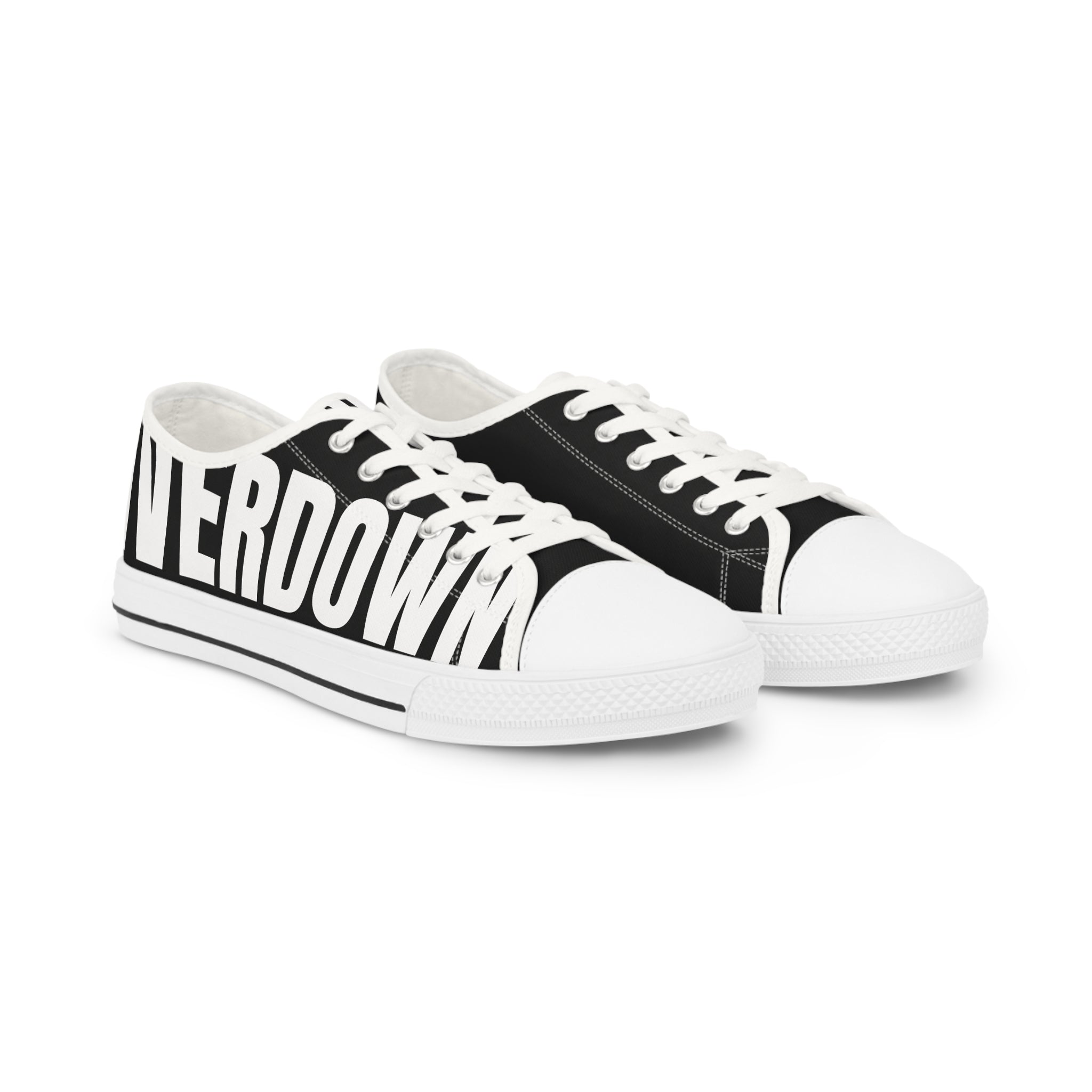 81 - Men's Black Low Top Sneakers — Black & White Graphic Canvas