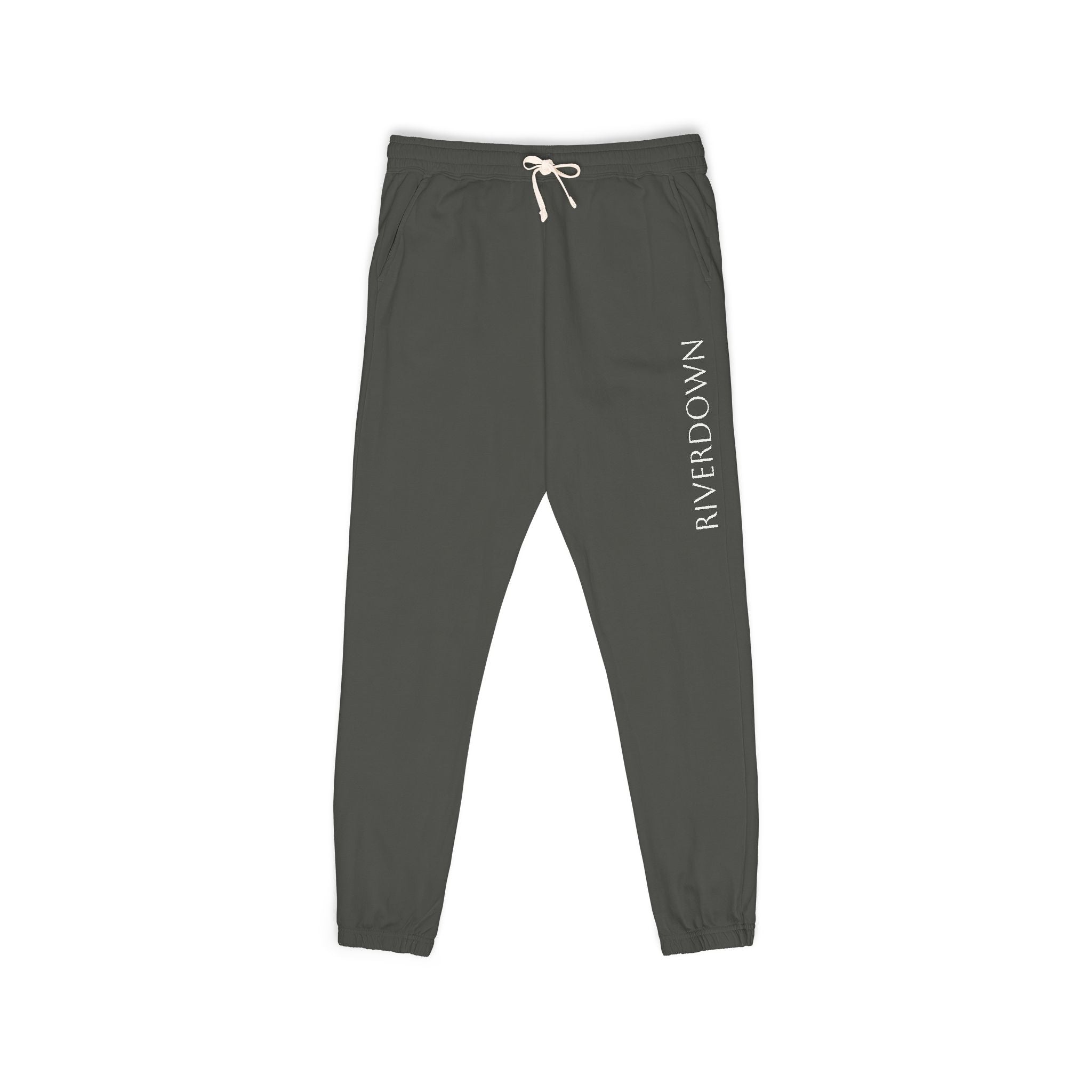 6 - Pants Sweats Vertical Script Multi Colors Joggers — Cozy Garment-Dyed Fleece Sweatpants with Side Text