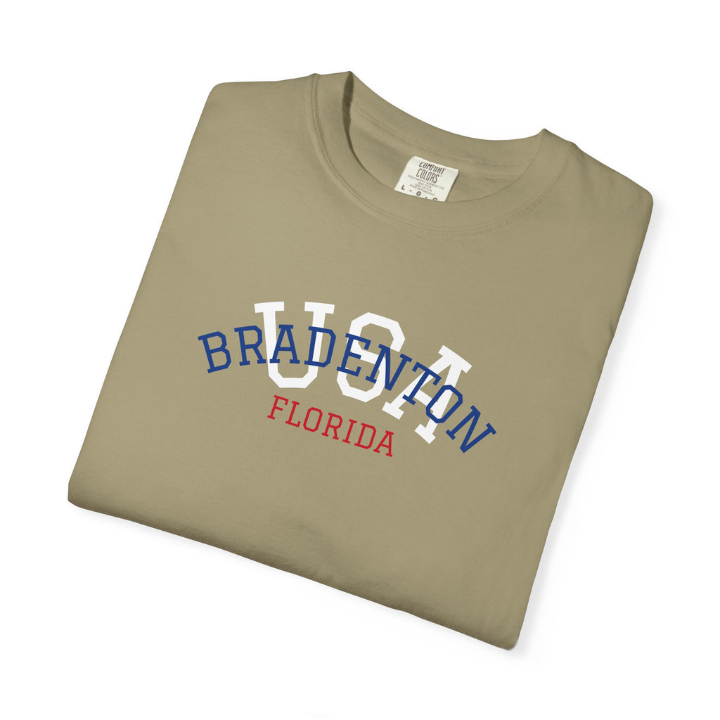 10 - Tee Multi Colors Bradenton USA Flag -  Minimalist Initials T-Shirt