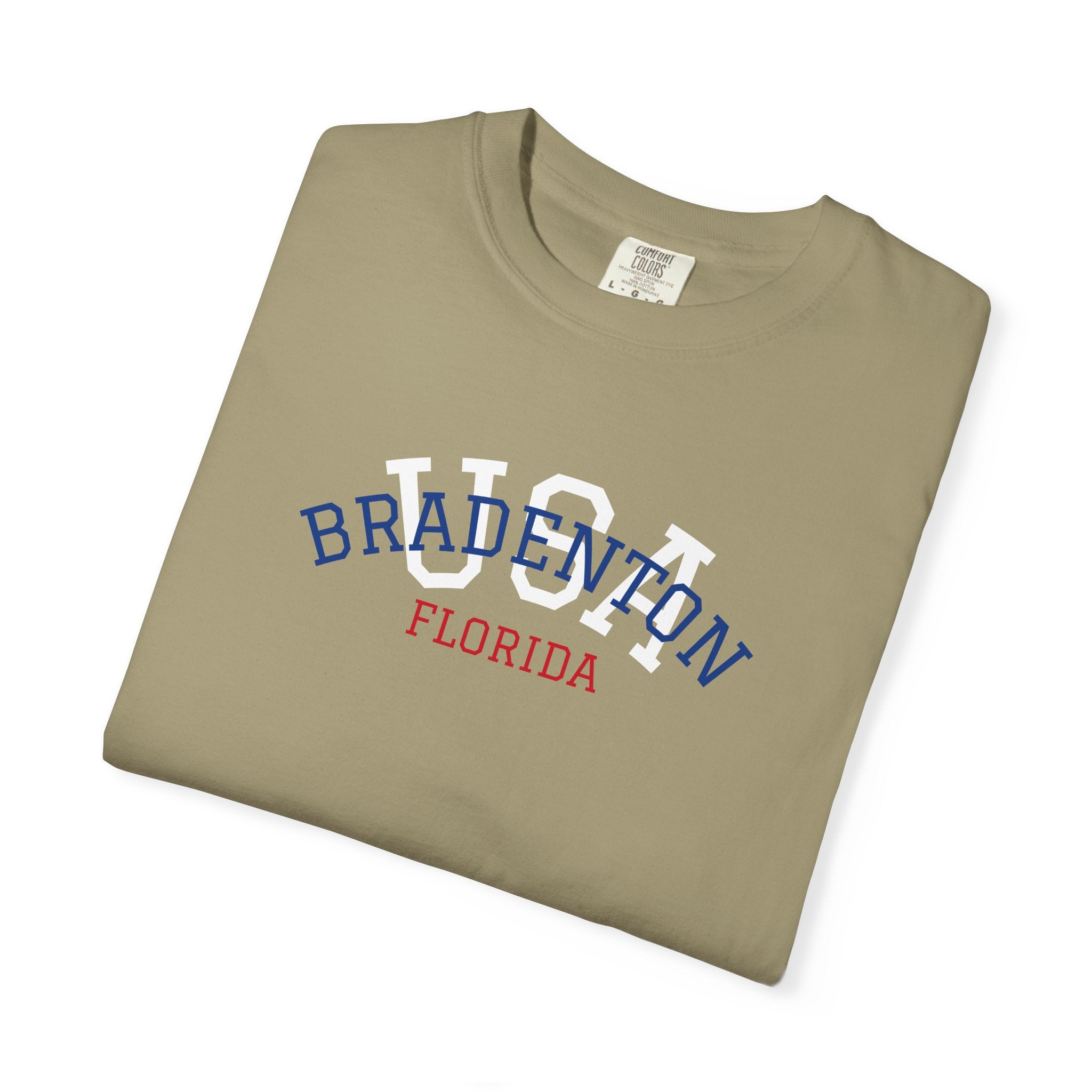 10 - Tee Multi Colors Bradenton USA Flag -  Minimalist Initials T-Shirt