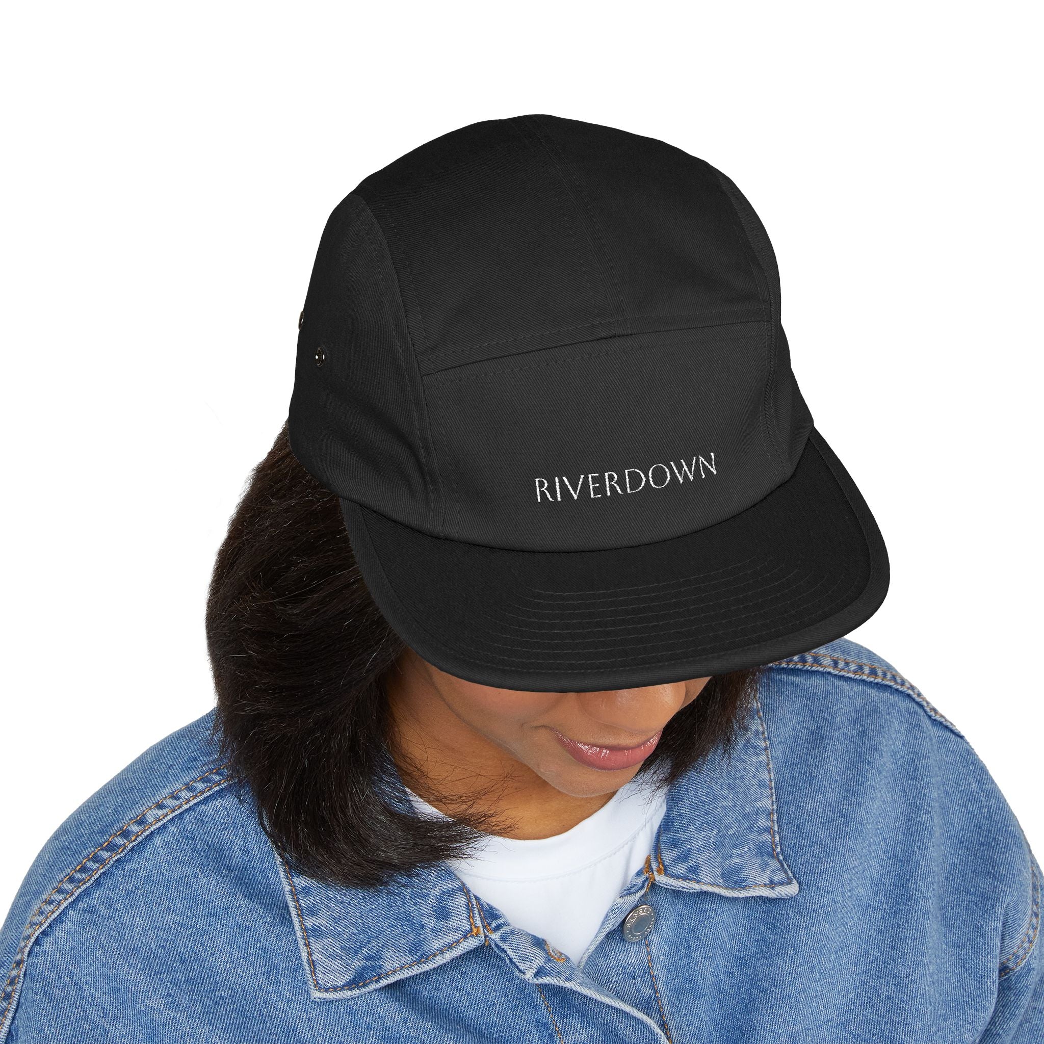 92 - Riverdown Embroidered 5-Panel Cap — Minimal Logo Hat for Everyday Wear