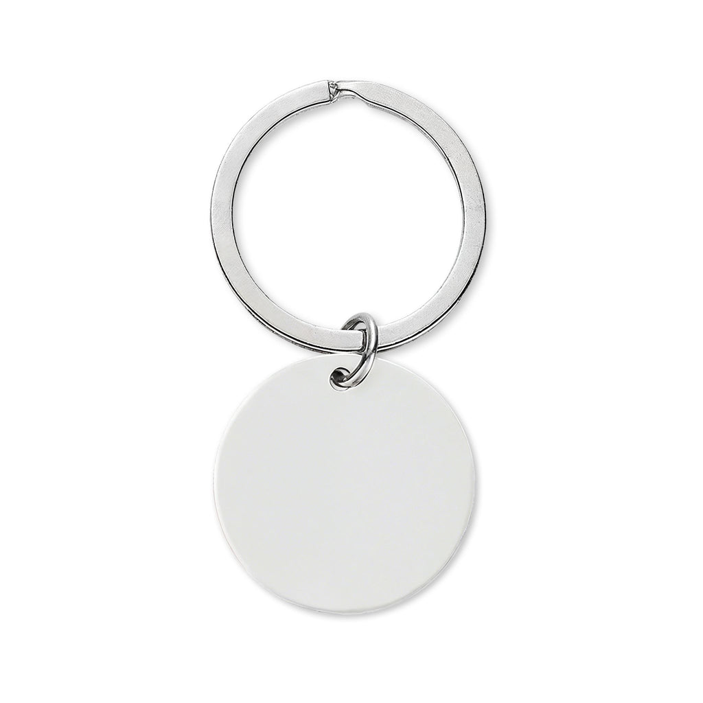 922 - Engraved Stainless Steel Round Keychain — Personalized Initials Monogram