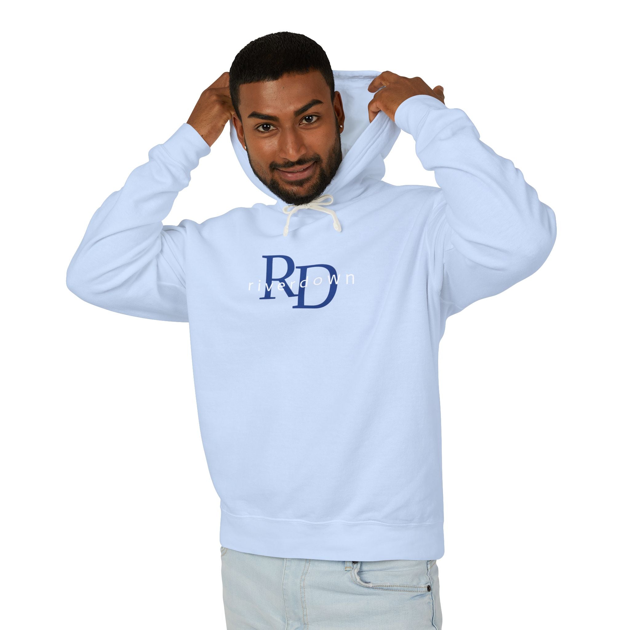 4 - Hoodie Multi Colors Collegiate Logo Hoodie — Lightweight Pastel Blue Sweatshirt
