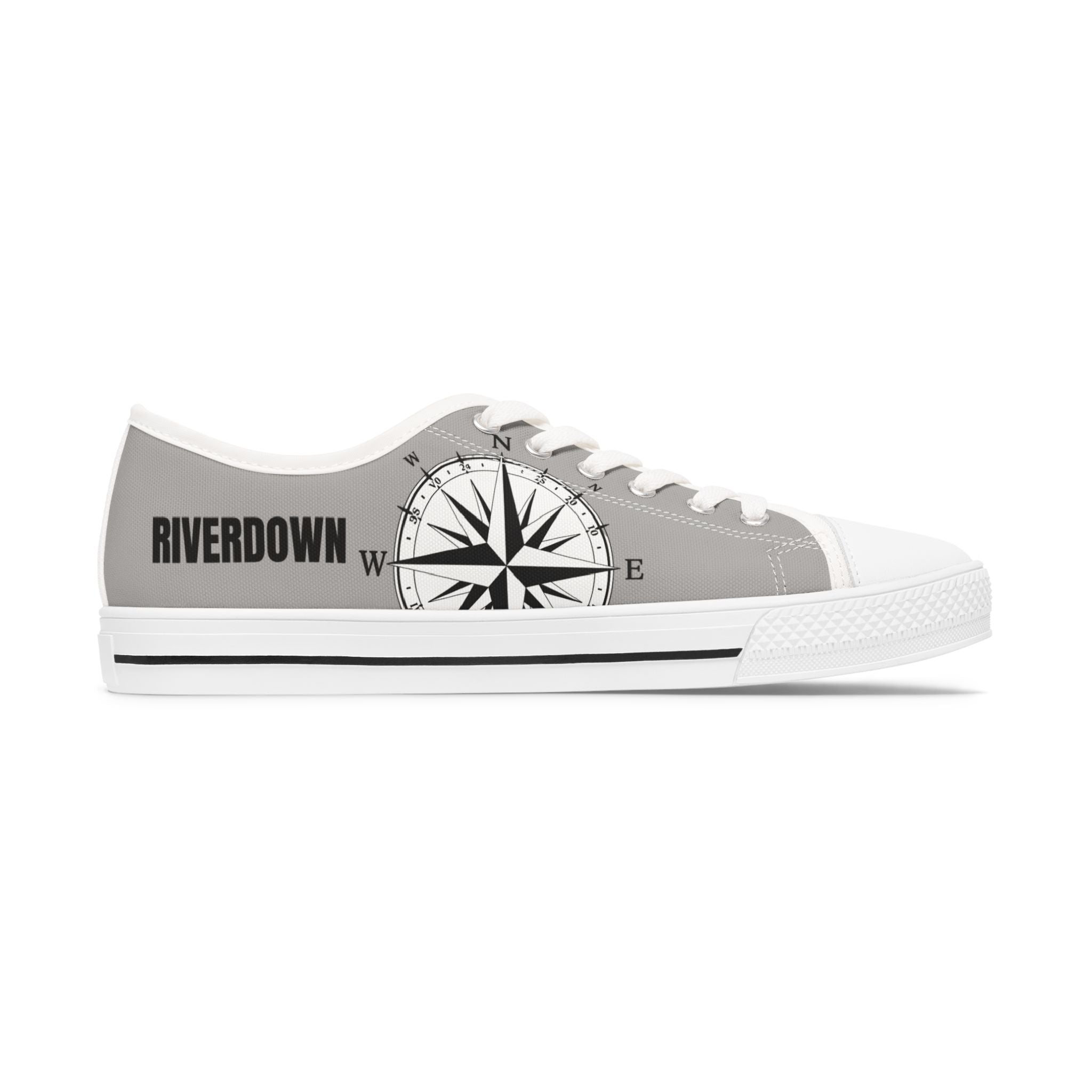 81 - Women’s Compass Low Top Sneakers — Nautical Compass Graphic Casual Canvas Shoes