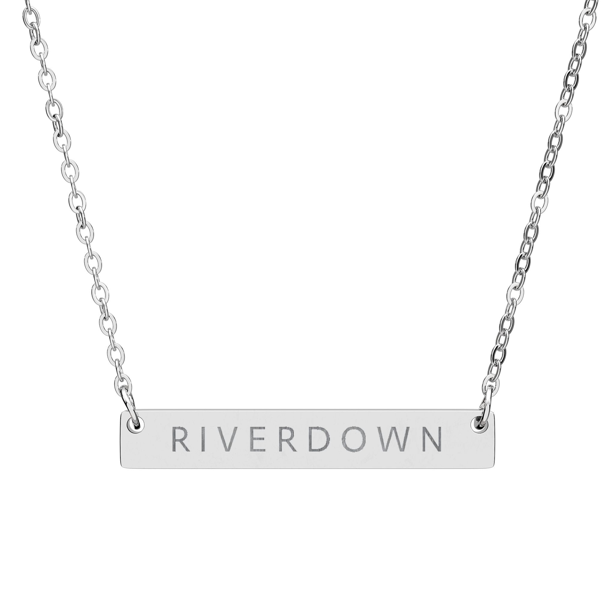 927 - Engraved Horizontal Bar Necklace — Personalized Name Plate Pendant