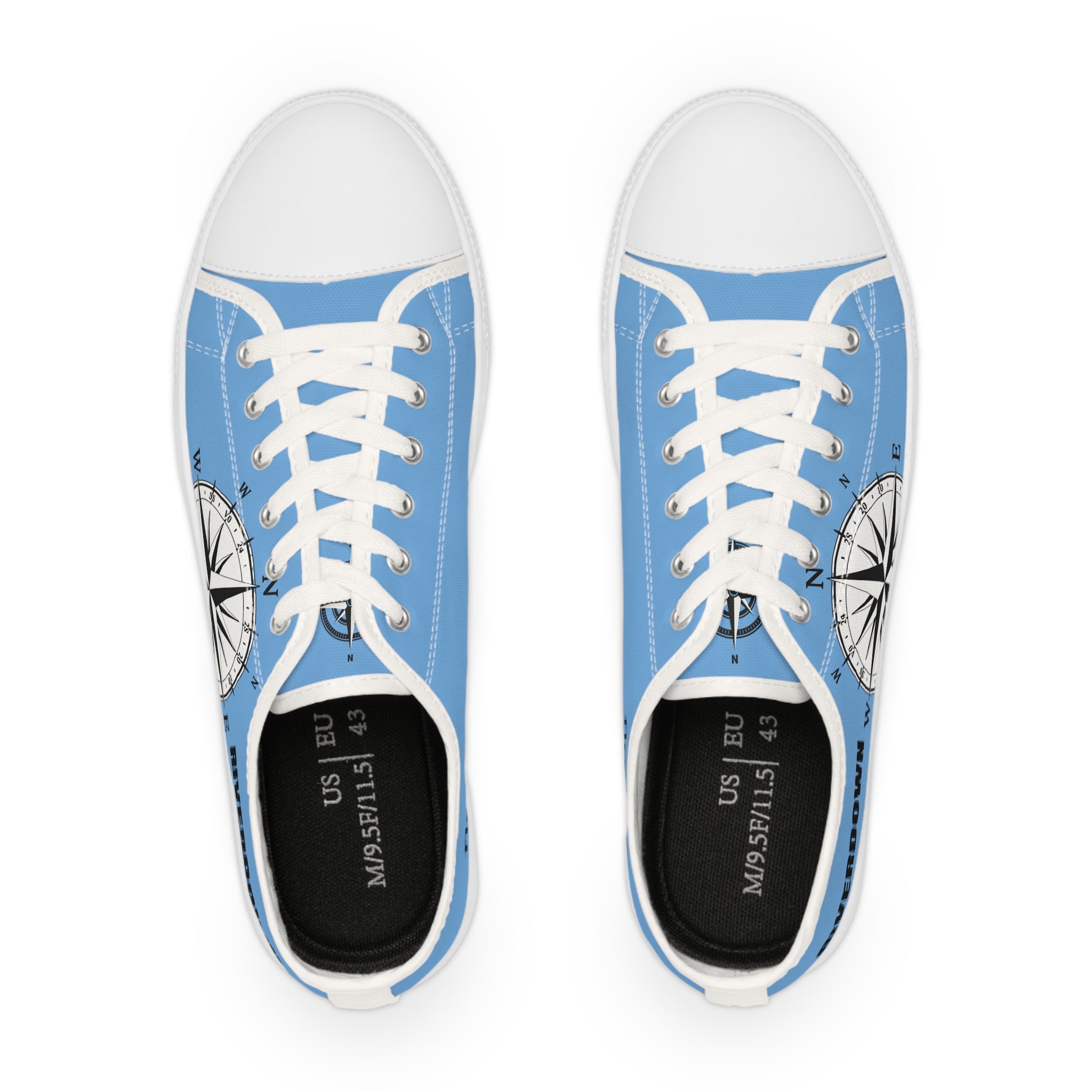 81 - Men’s Compass Graphic Low Top Sneakers — Men's Nautical Casual Shoes