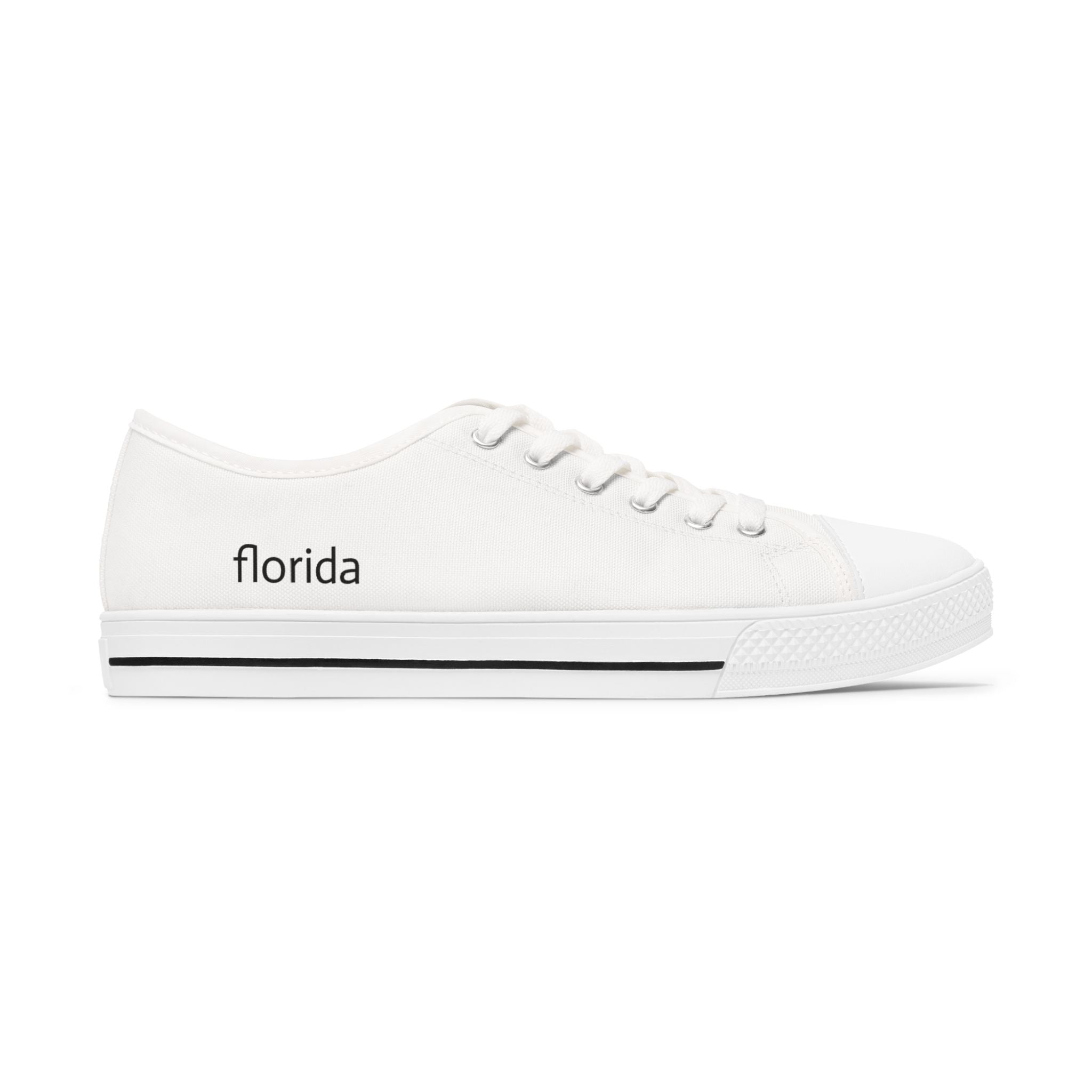 81 - Women's Sailing Anchor - Low Top Sneakers — Minimal White Canvas Shoes with Small Side Logo