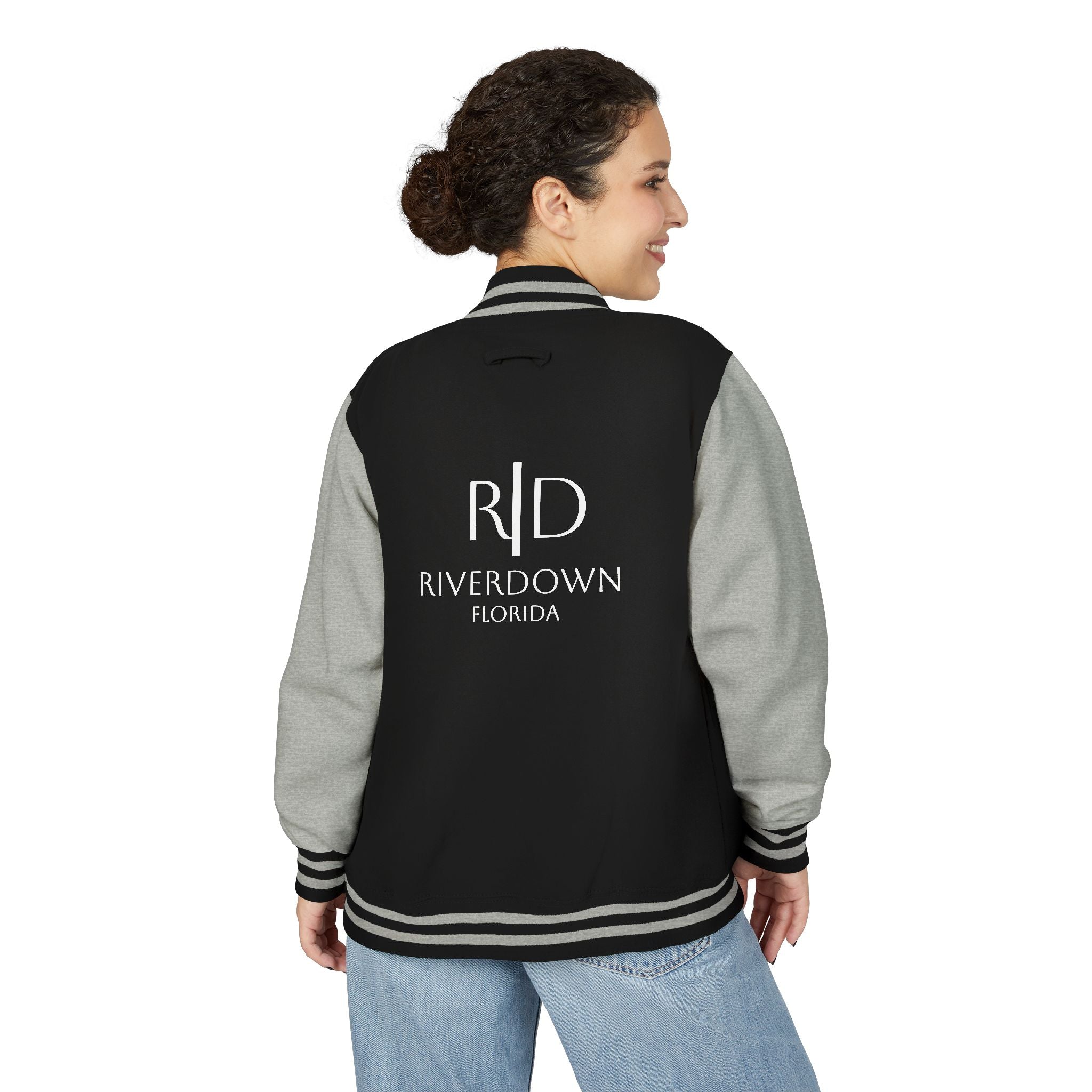 52 - Jacket Letterman - Classic Black & White Varsity Style with 'R|D' Chest Logo