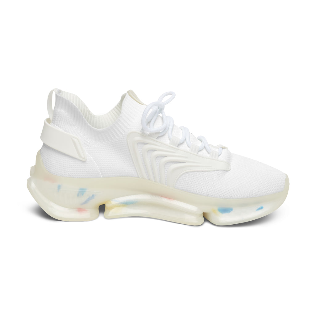 81 - Women’s White Mesh Sneakers – Lightweight Breathable Athletic Shoes with Color-Accent Sole