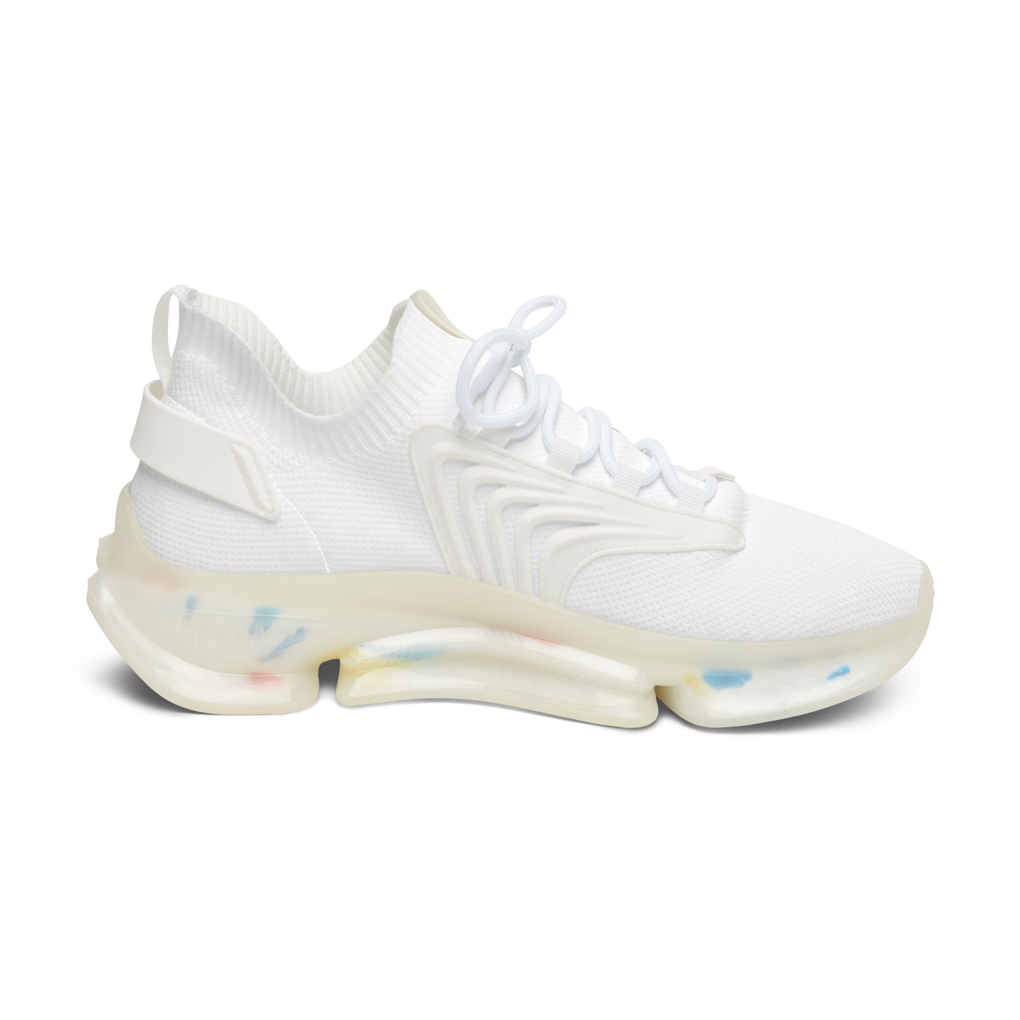 81 - Women’s White Mesh Sneakers – Lightweight Breathable Athletic Shoes with Color-Accent Sole
