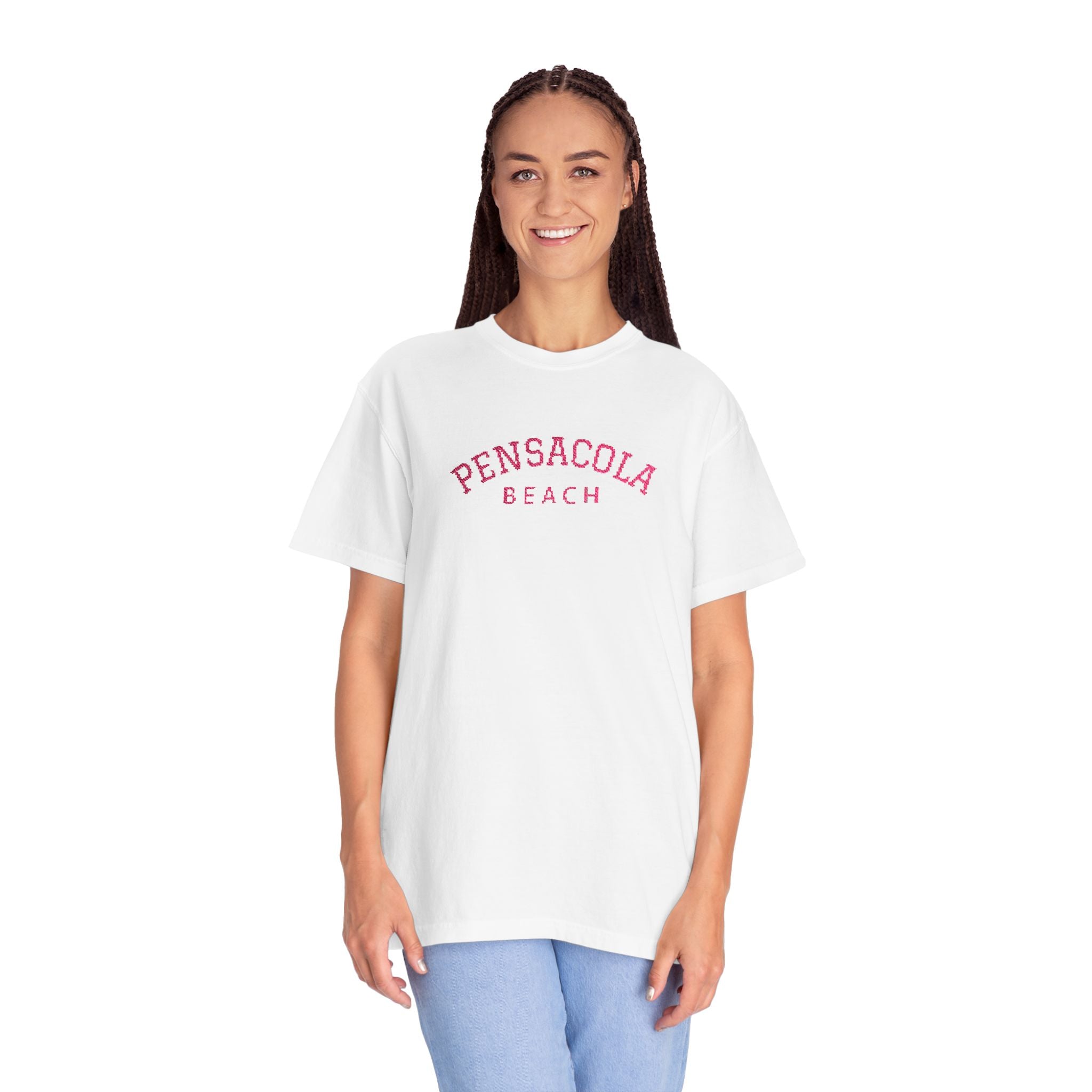 9311 - Embroidered Pensacola Beach Logo T-Shirt — Soft Garment-Dyed Casual