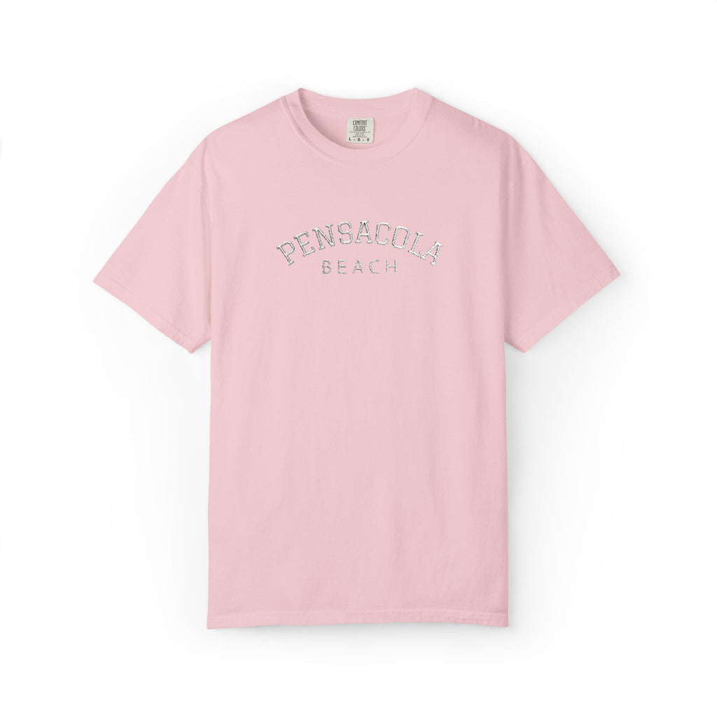 9311 - Embroidered Pensacola Beach Logo T-Shirt — Soft Garment-Dyed Casual Tee