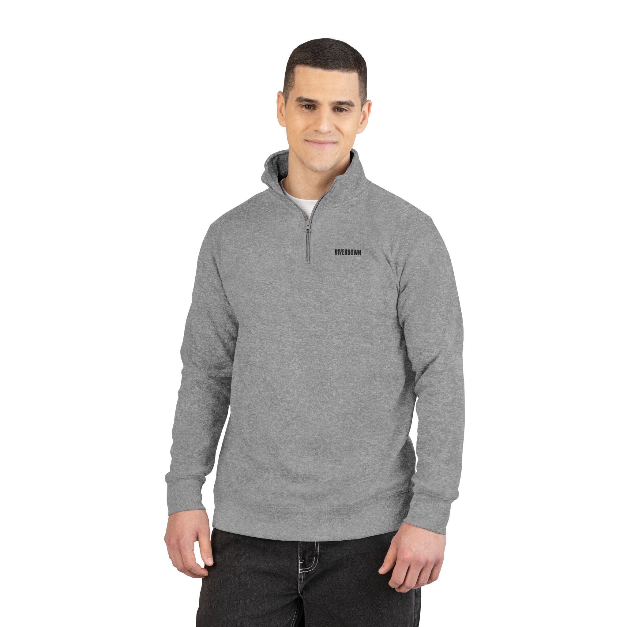 5 - Fleece Pullover Embroidered RD Logo – Quarter‑Zip Casual Sweatshirt