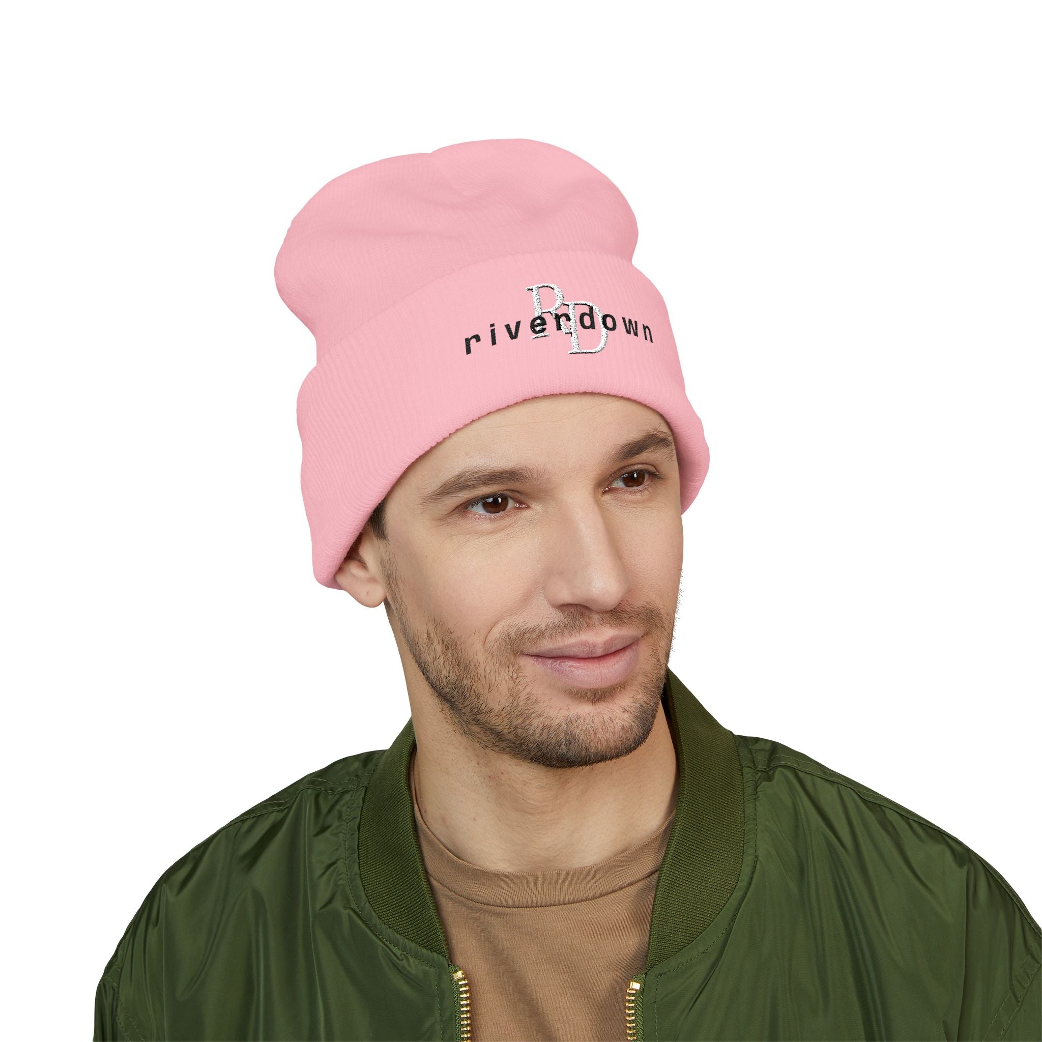 92 - RD Embroidered Cuffed Beanie — Classic Knit Hat, Bold Yellow