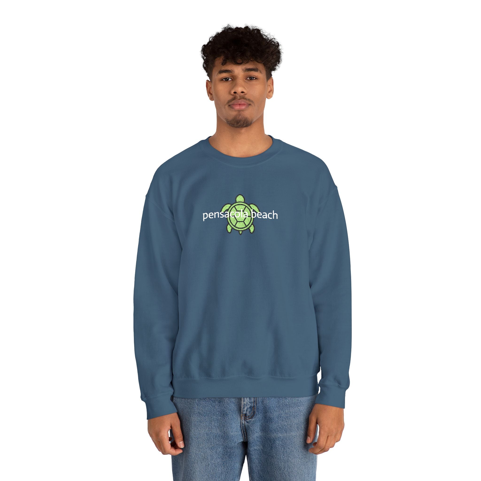 933 - Crewneck Embroidered Pensacola Beach Sweatshirt —Anchor  'Riverdown' Anchor Logo Minimalist Nautical Pullover