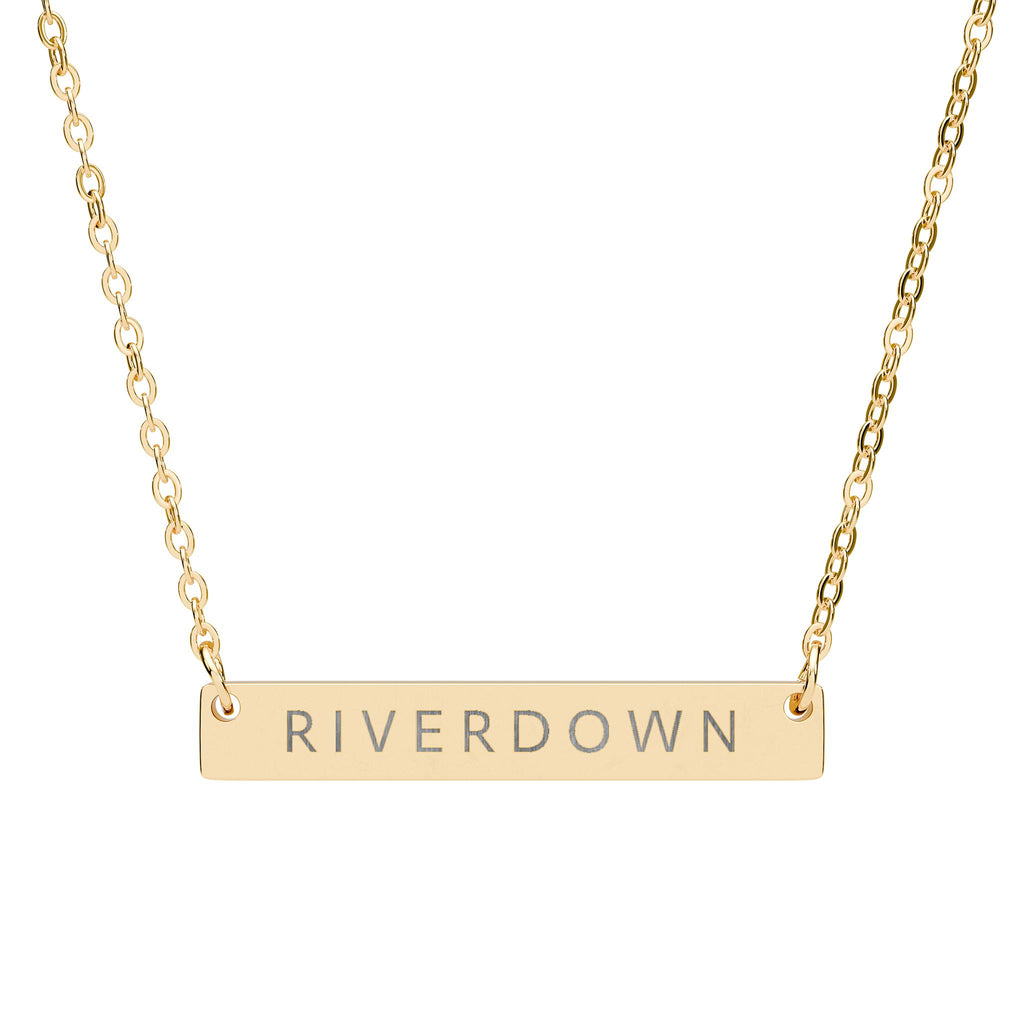 927 - Engraved Horizontal Bar Necklace — Personalized Name Plate Pendant