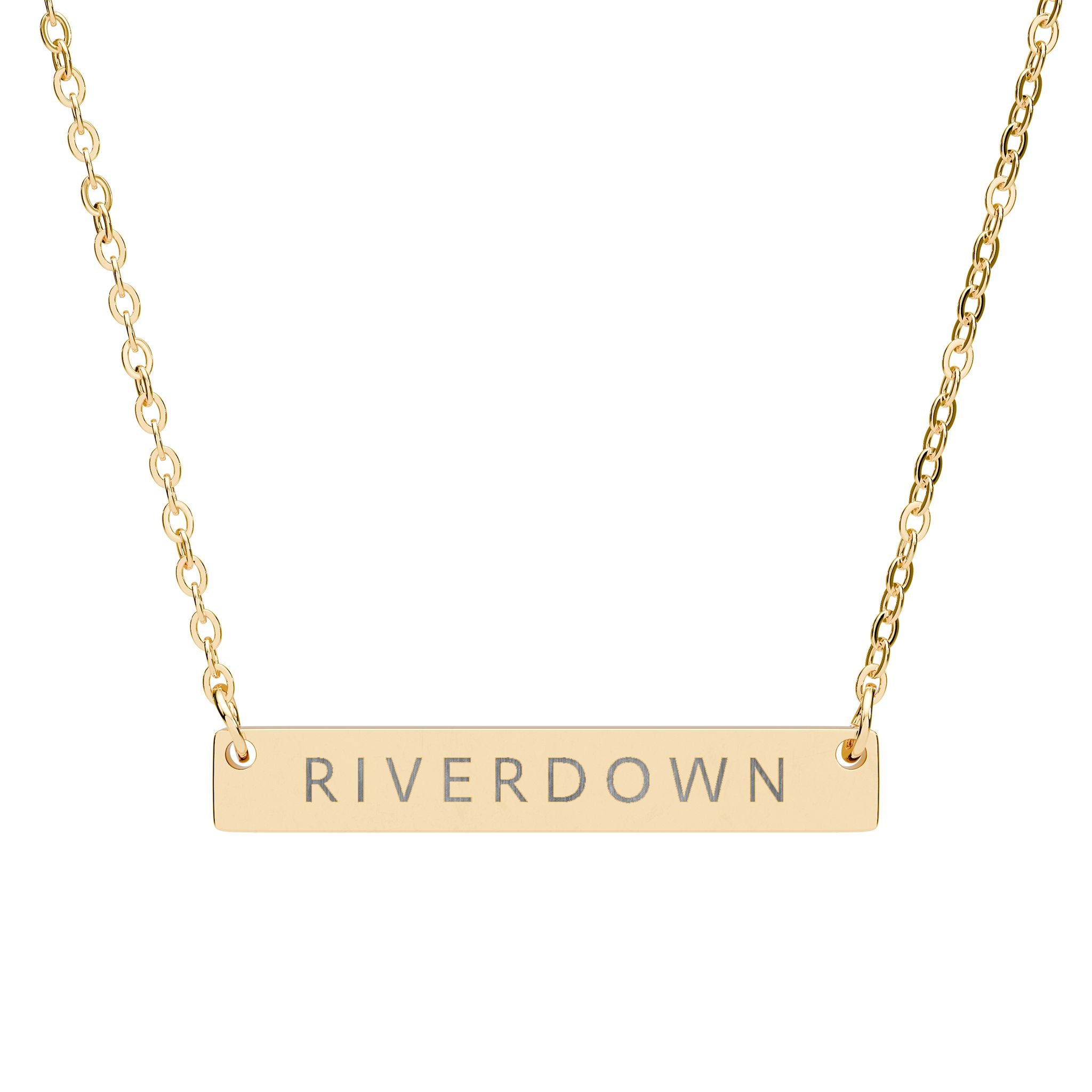 927 - Engraved Horizontal Bar Necklace — Personalized Name Plate Pendant