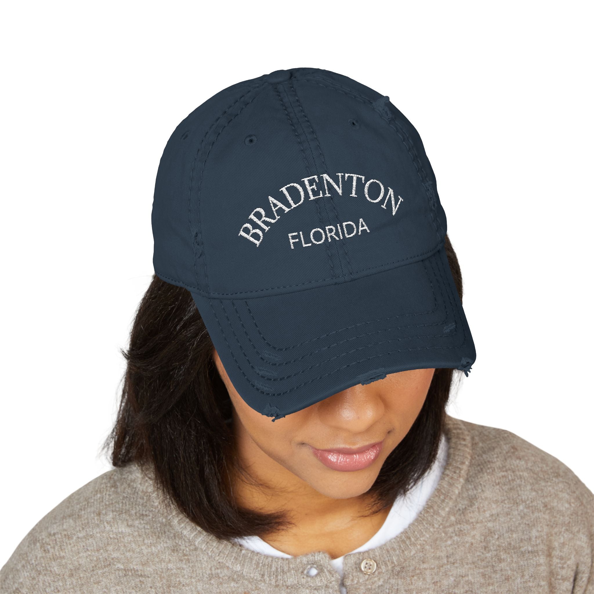 92 - Bradenton Florida Embroidered Distressed Dad Hat - Embroidered Vintage Beach Cap