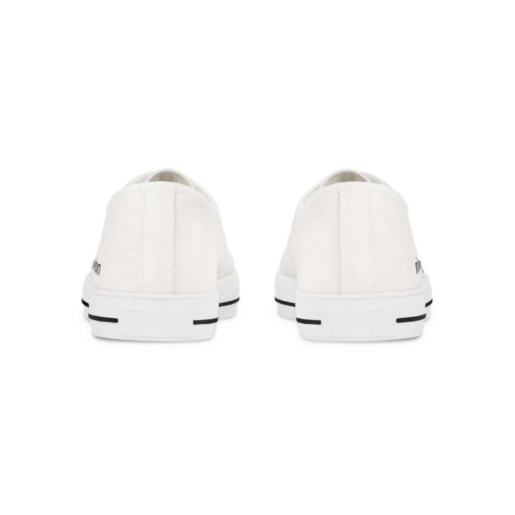 81 - Men's Low Top White Sneakers — Minimal Black Abstract Design