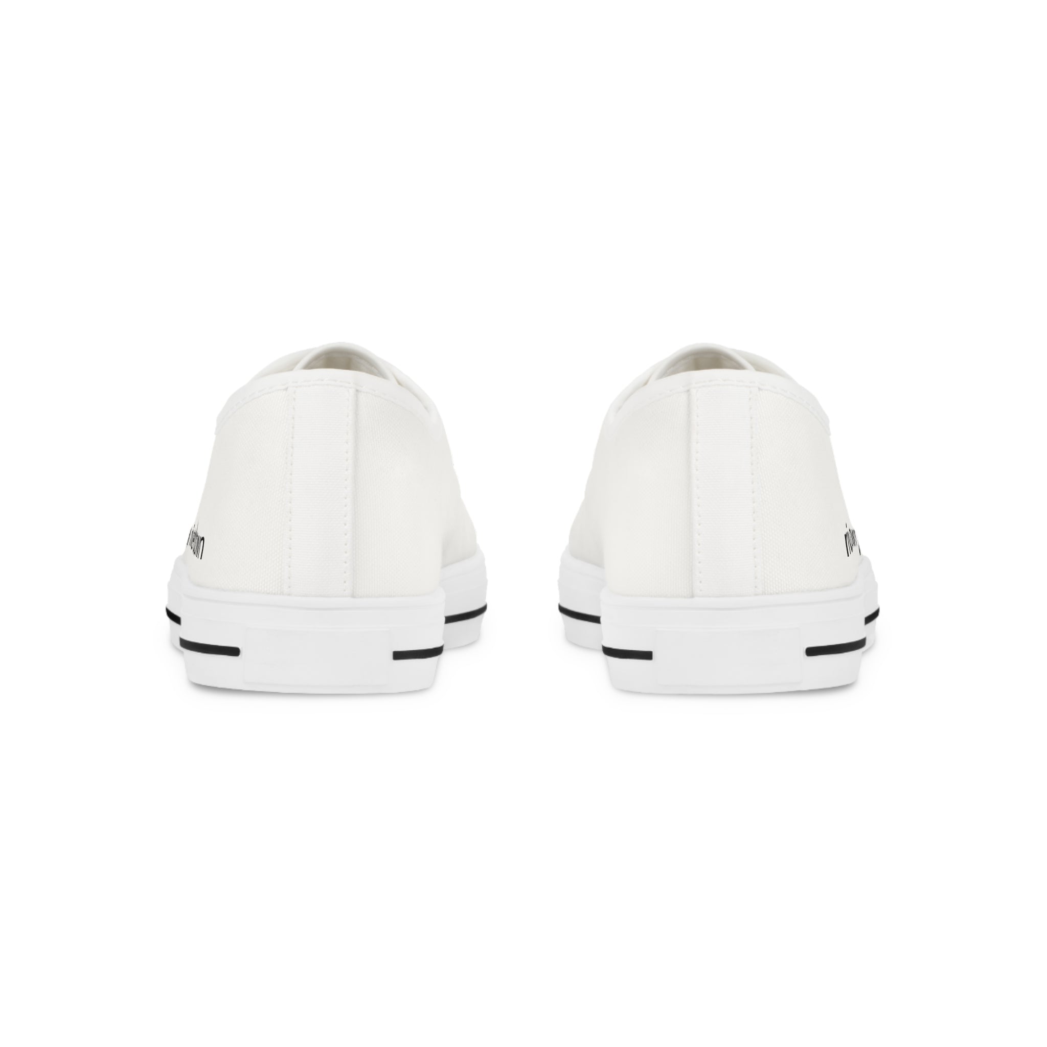 81 - Men's Low Top White Sneakers — Minimal Black Abstract Design