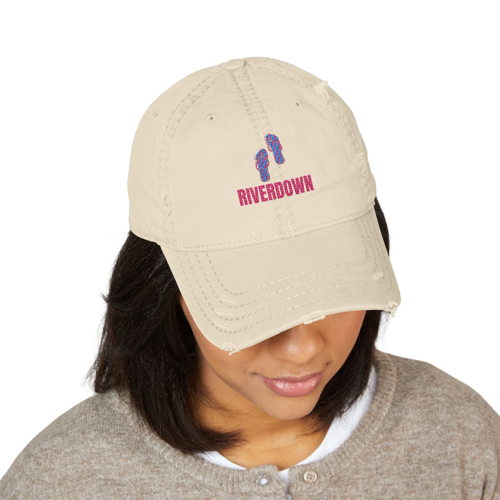 92 - Riverdown Embroidered Distressed Dad Hat — Vintage Music Note Cap