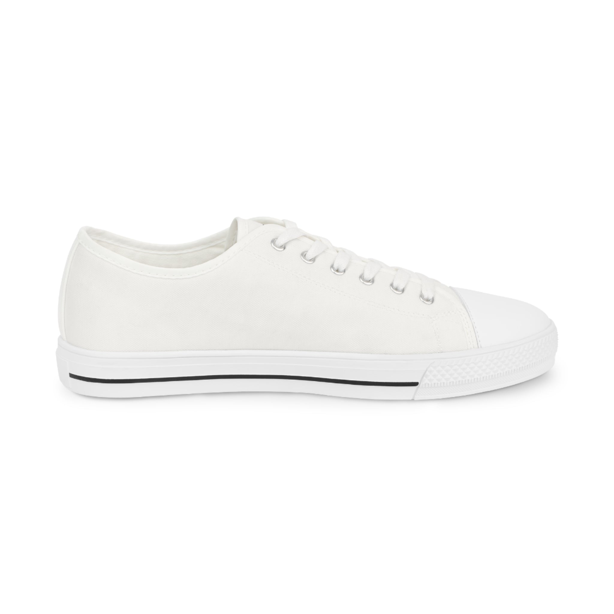 81 - Men's White Cap Low-Top Sneakers — Casual Canvas Trainers