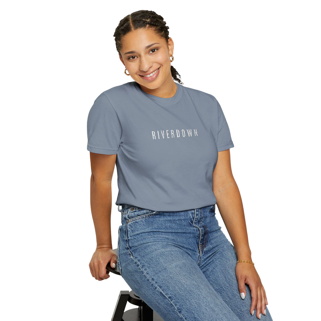 102 - Embroidered RIVERDOWN T-Shirt — Soft Garment-Dyed Casual Tee
